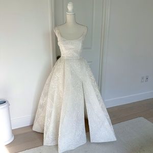 Portia & Scarlett White Sparkle Ballgown with High Leg Slit